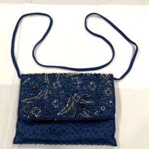 Vintage Beaded purse Navy